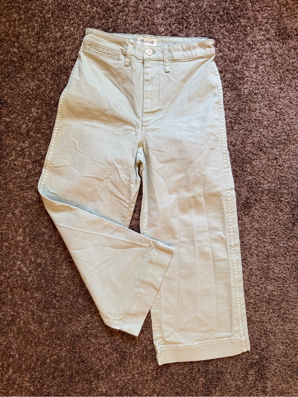 Madewell Light Beige Cropped Wide-Leg Pants
